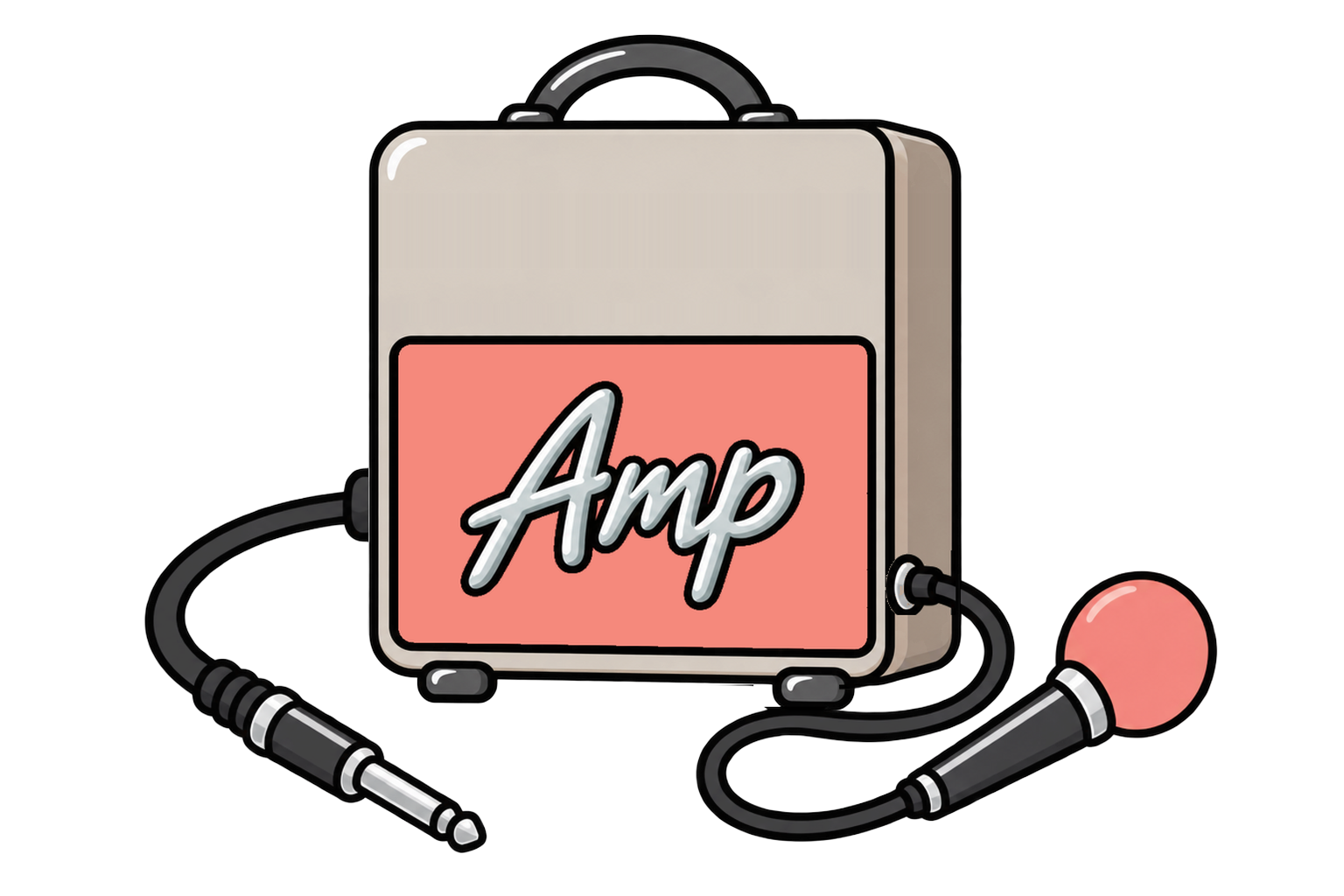 Amp with a microphone and jack lead