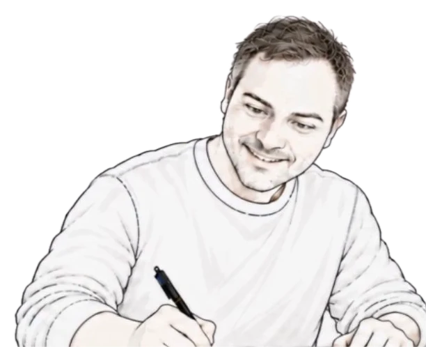 Lee Smith, drawing at the studio table